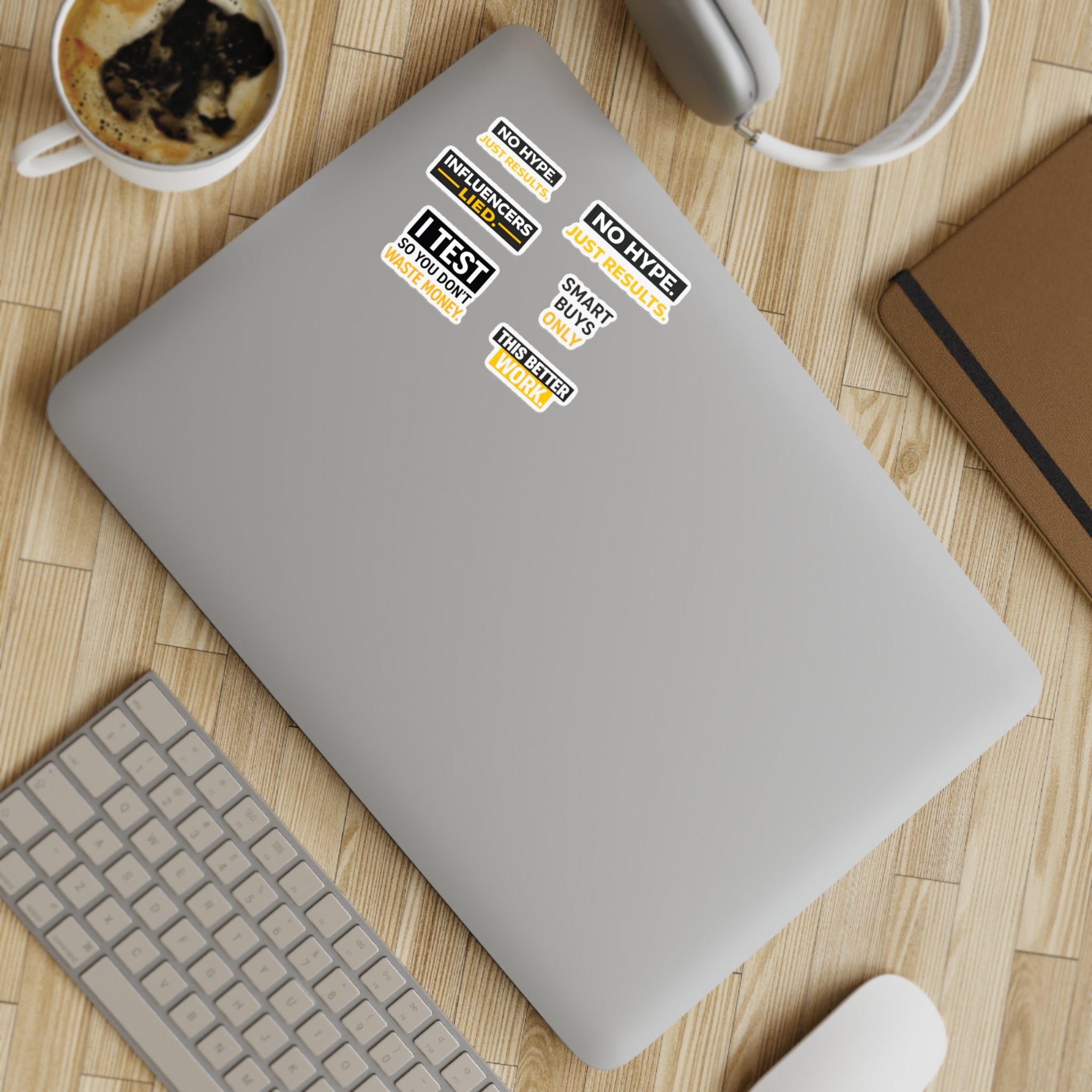 Sticker Sheet Bundle — 'No Hype, Just Results' Motivational Stickers (6-Pack)