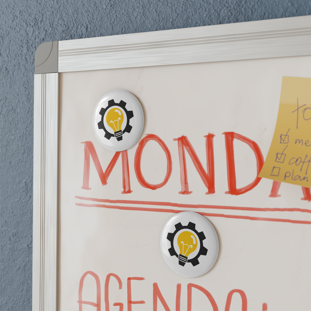 Lightbulb Gear Icon Button Magnet
