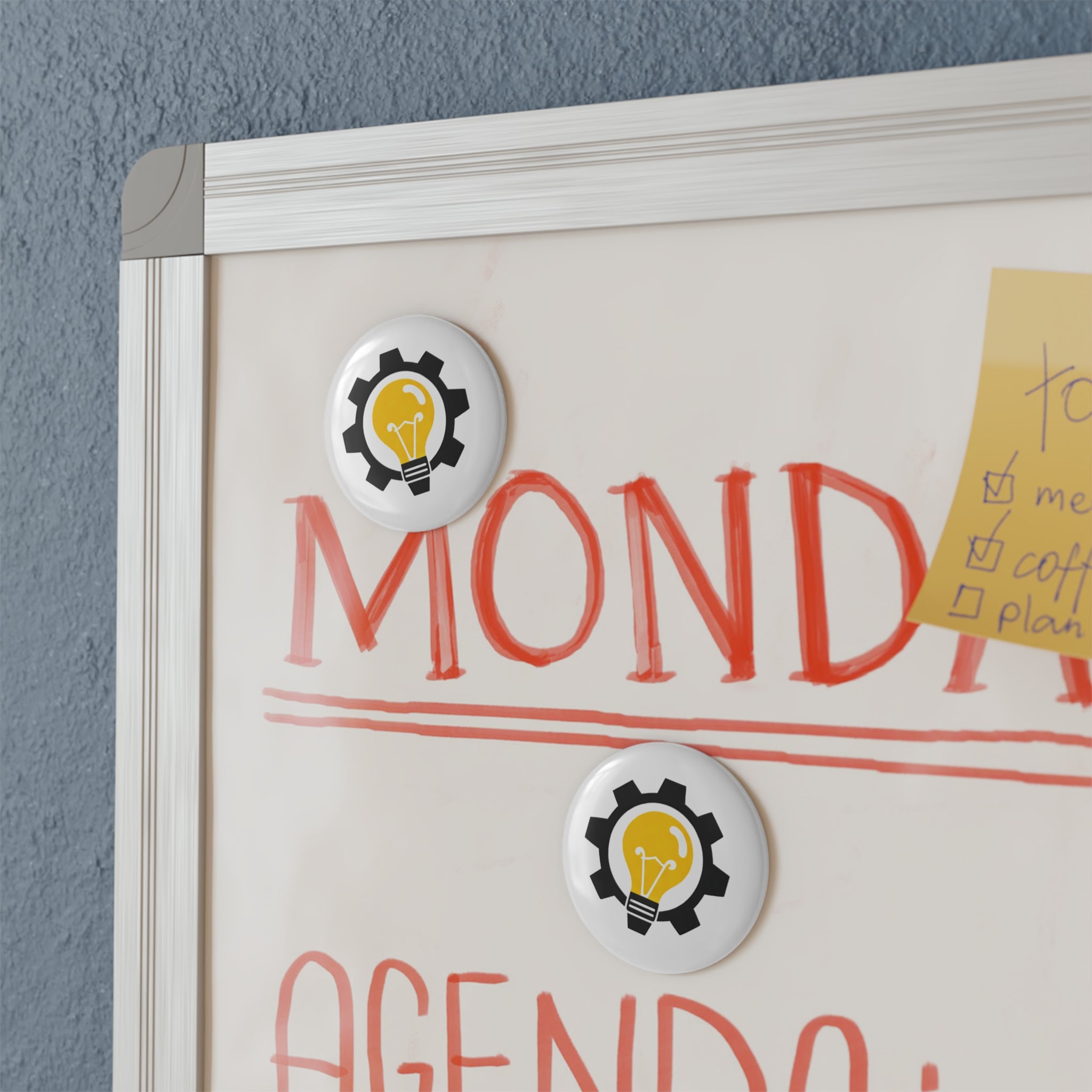 Lightbulb Gear Icon Button Magnet