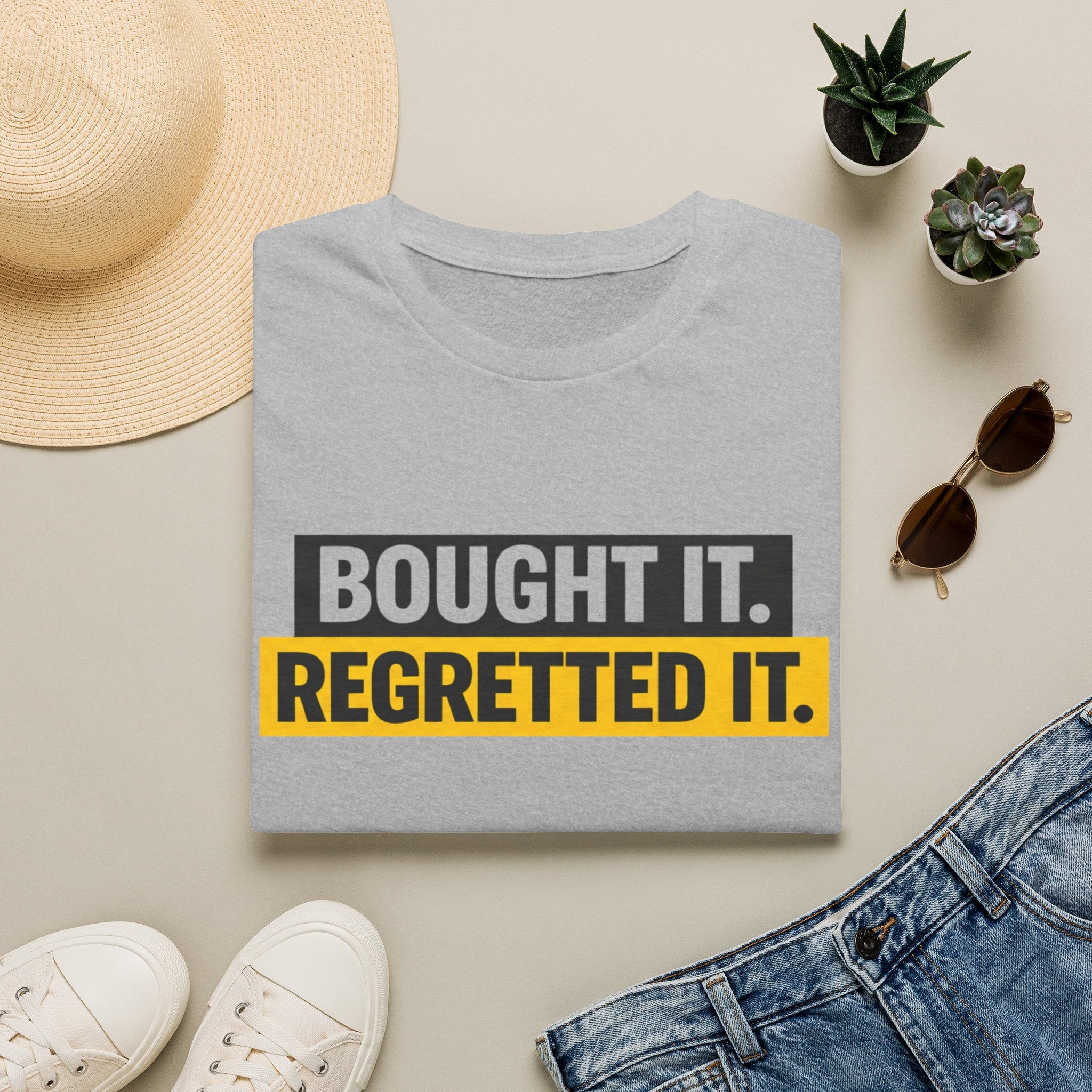 Bought It Regretted It T-Shirt | Funny Text Graphic Tee