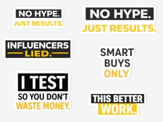 Sticker Sheet Bundle — 'No Hype, Just Results' Motivational Stickers (6-Pack)