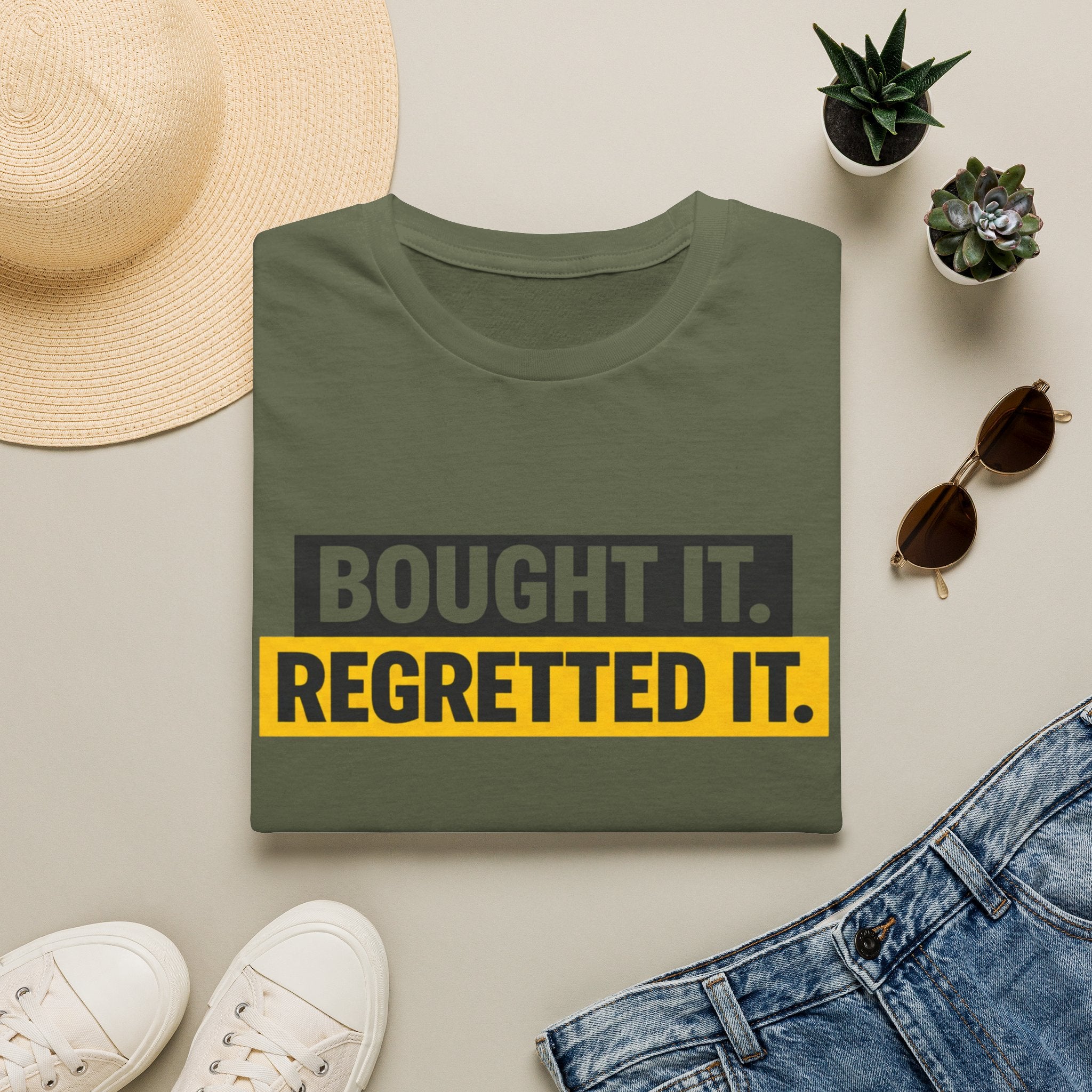 Bought It Regretted It T-Shirt | Funny Text Graphic Tee