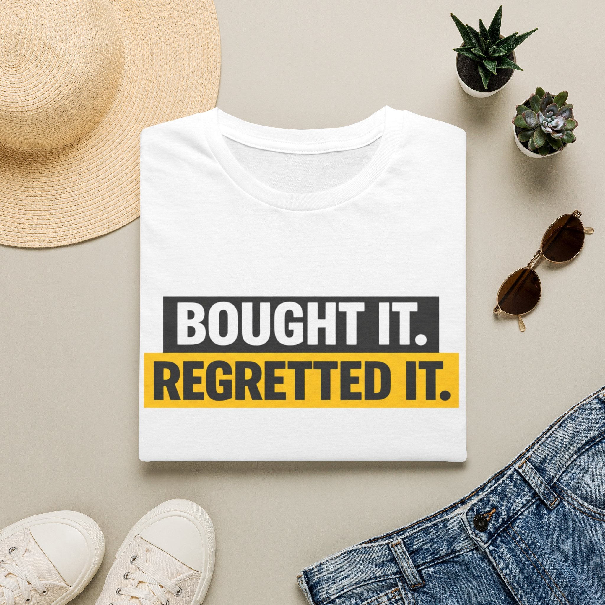 Bought It Regretted It T-Shirt | Funny Text Graphic Tee