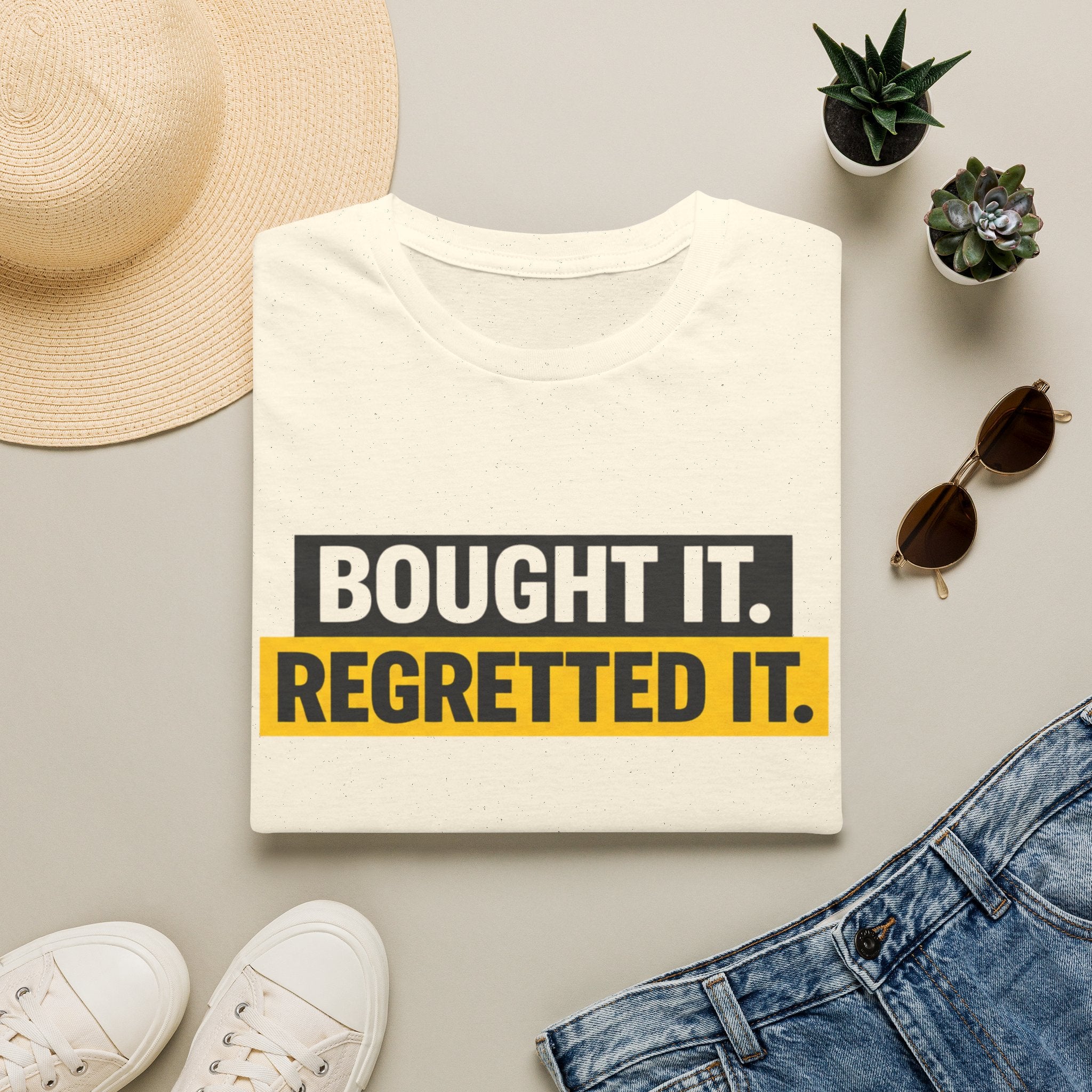 Bought It Regretted It T-Shirt | Funny Text Graphic Tee