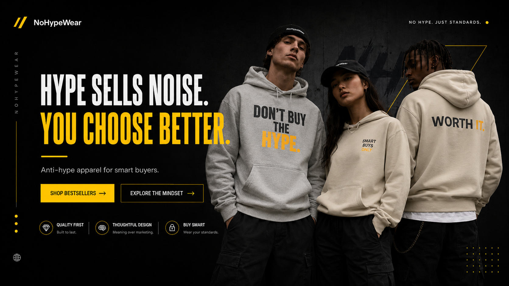NoHypeWear anti-hype apparel for smart buyers